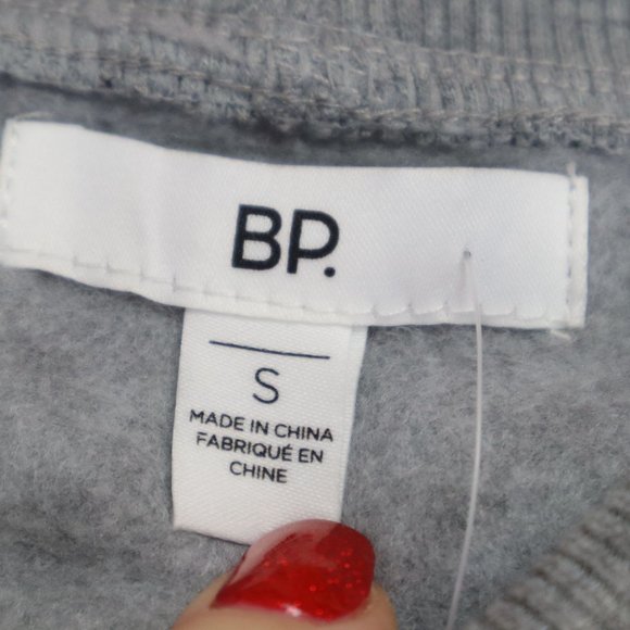 NWT BP Women SZ XS Mock Neck Graphic Print Sweatshirt Take Care of Yourself Gray - Picture 4 of 7